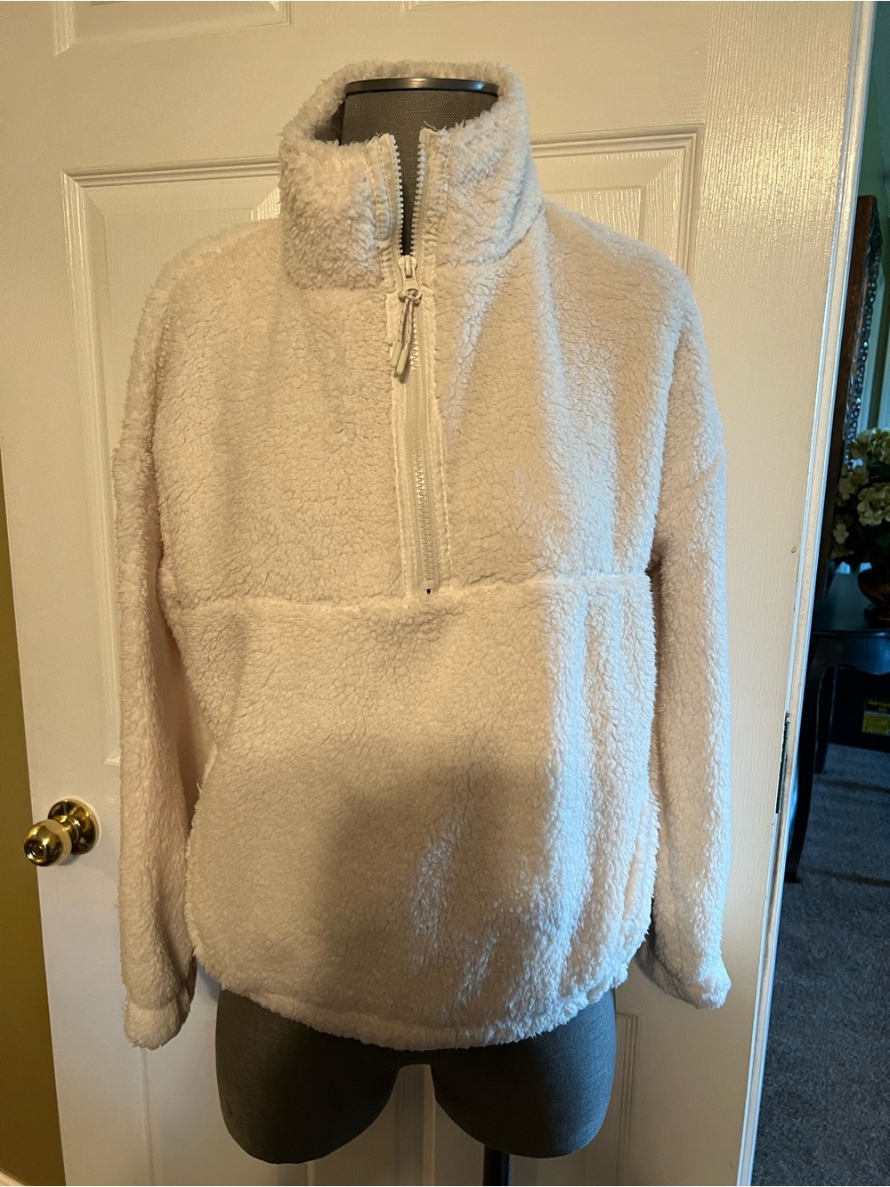 No Boundaries Cream Sherpa Quarter-Zip Pullover